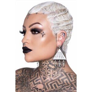Killstar ✦ Heaven Sent Earrings ✦ Ankh Charm Dangles Celestial Gothic Black NWT